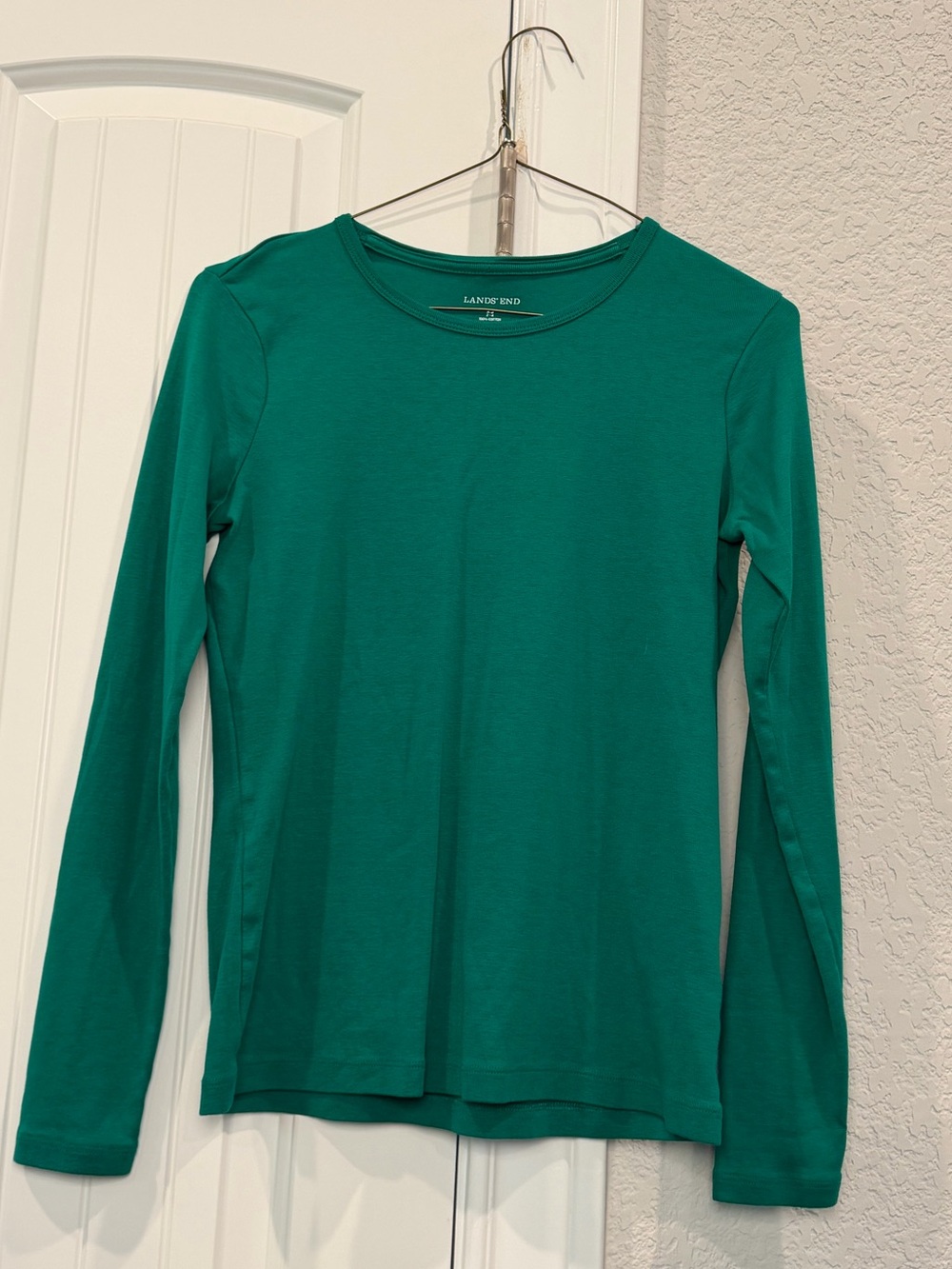 Lands' End Women's Long-Sleeve Crewneck Top - Teal Green